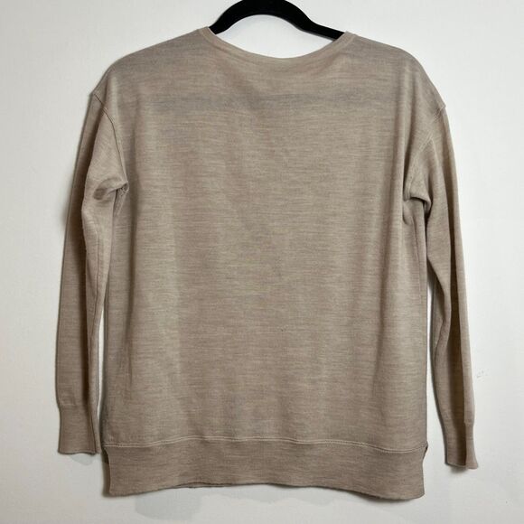 J Crew 100% Merino Wool Crewneck Lightweight Sweater LS Tan Womens XS Pullover - Picture 3 of 7